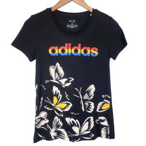 Adidas Farm Rio Butterfly T Shirt Top Black Rainbow Colorful Sporty Casual Small